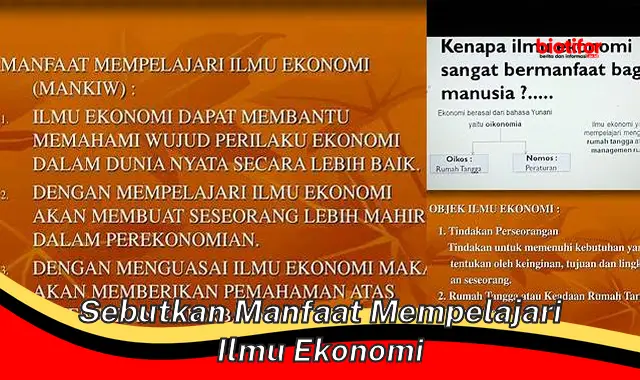 sebutkan manfaat mempelajari ilmu ekonomi